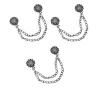 Lot de 3 pinces à fleurs magnétiques multifonctionnelles en métal avec boucles de chaîne pour vêtements, manchettes, vêtements avec chaîne, boucles d'épingles à fleurs