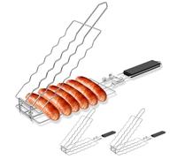 Lot de 3 pinces à grillades en acier inoxydable avec poignée en bois, 51 x 11,5 cm, outils de nidification pour chien chaud, portable, camping, cuisine, barbecue pour poulet, poisson, légumes et