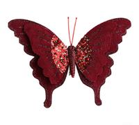 Lot de 3 pinces à nœud en velours avec tissu floqué doux et nœuds à double couche pour une utilisation dans le sapin de Noël et la décoration d'intérieur (rouge vin)