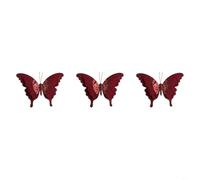 Lot de 3 pinces à nœud en velours double couche en tissu floqué doux pour sapin de Noël, décoration saisonnière, emballage cadeaux, 20 x 14 cm, couleurs assorties, fixation sécurisée (rouge vin)