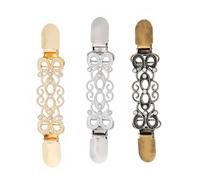 Lot de 3 pinces à vêtements, pinces à pull, fermoir serre-taille, style vintage, cardigan à motif floral pour éviter de glisser (or, blanc, bronze), Métal, Zircon cubique