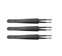 Lot de 3 pinces antistatiques à tête ronde plate | Restes de morceaux et petits débris