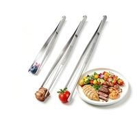 Lot de 3 Pinces de Cuisine en Acier Inoxydable,30cm&20cm,Pinces de Cuisine | Conception à Double Extrémité,Pince de Cuisine Inox,Nettoyage Facile,Pincette Cuisine,pour Cuisiner Griller et Cuire