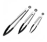 Lot de 3 Pinces de Cuisine en Acier Inoxydable et Silicone, Pince Cuisine Silicone, Résistante à la Chaleur pour Barbecue, Viandes, Salades, 21-26-34cm FHISKUNYU