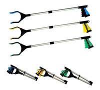 Lot de 3 pinces de préhension extra longues de 81 cm avec aimant, outil pliable pour atteindre les déchets pour personnes âgées, extension de bras pour protéger votre dos