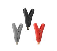 Lot de 3 pinces de test LCR Kelvin en cuivre plaqué or 10 A pour test de circuit de batterie Crocodile, rouge, noir, gris
