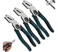 Lot de 3 pinces multifonctions 9 en 1 pour arrache-ongles, coupe-fil en acier CR-V de qualité industrielle, pince à dénuder et sertir, outil manuel robuste pour bricolage et réparation