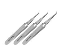 Lot de 3 pincettes à souder - pince à épiler industrielle - pince à épiler technique - fine - Pointe coudée - Acier inoxydable