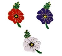 Lot de 3 pin's coquelicot pour le jour du Souvenir Broche Cadeau Violet Rouge Blanc