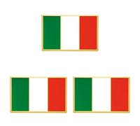 Lot de 3 Pins Drapeau Italien Doré en Métal Émaillé pour Vêtements | Broche Élégante Italie | Accessoire Patriotique | Pin's Souvenir National | Kit Supporter Homme Femme | Drapeaux Pays Italia