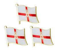 Lot de 3 pin's en métal émaillé avec drapeau national de l'Irlande du Nord - 1,9 x 1,5 cm - Design de bannière Ulster - Finition en émail dur avec fermoir sécurisé pour la fierté nationale, l'histoire