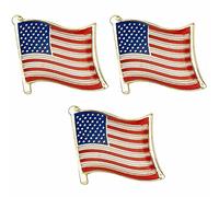 Lot de 3 pin's en métal émaillé avec drapeau national des États-Unis d'Amérique, Métal