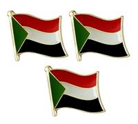 Lot de 3 pin's en métal émaillé avec drapeau national du Soudan, taille unique, Métal