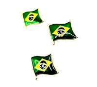 Lot de 3 pin's en métal émaillé Motif drapeau du Brésil du Sud Amérique latine, Métal