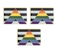 Lot de 3 pin's LGBTQ+Straight Ally Pride Flag - Badges en émail arc-en-ciel pour alliance et soutien - Design rectangulaire en métal - Taille : 2,3 cm x 1,5 cm