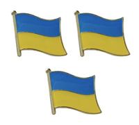 Lot de 3 pin's rectangulaires en métal émaillé Motif drapeau ukrainien, Métal