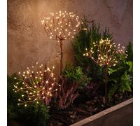 Lot de 3 Piquets Lumineux Solaires Effet Éclats d’Étoiles Dorés