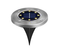 Lot de 3 piquets solaires LED en acier inoxydable 1 W, idéal pour éclairer les jardins et les allées au crépuscule.