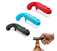 [Lot de 3] Pistolet Décapsuleur Bière, Cap Gun Ouvre Bouteille avec Lanceur de Bouchon, Gadget Insolite et Amusant pour Bar, Fête, Soirée et Cadeau Original (Bleu, Noir, Rouge)