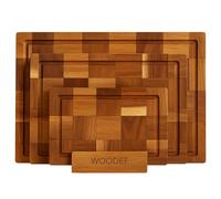 Lot de 3 planche a decouper bois en acacia massif avec son support - Planche à découper Bois épaisses de 2 cm pour viande légume et fromage - Un set de planche Élégant et Durable