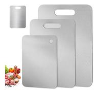 Lot De 3 Planche A Decouper Inox, Planche À Découper En Acier Inoxydable, Planches À Découper En Titane Double Face, Planche À Découper Pour La Viande, Le Pain, Les Légumes Et Les Fruits