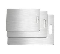 Lot de 3 planches à découper de cuisine - Antidérapant - En acier inoxydable - Pour viande, fromage, pain, pâtisseries, sushis, extérieur, camping, randonnée, voyage, cuisine