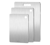 Lot de 3 planches à découper double face en acier inoxydable pour viande, légumes, fruits, pétrissage, facile à laver