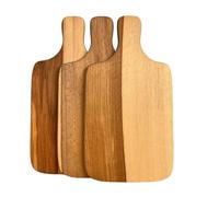Lot de 3 planches à découper en bois de hêtre massif huilé - Avec poignée - Planches à découper des deux côtés en différentes tailles - Pour le pain (34,5 x 20 x 1,5 cm)