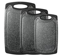 Lot de 3 Planches à DéCouper en Plastique Avec Structure Imitation Marbre et Rainures de Jus et PoignéEs AntidéRapantes, Sans Bpa, Marbre, Professionnel, Passe au Lave-Vaisselle