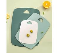 Lot de 3 planches à découper en plastique épais pour la viande, les légumes, les fruits, avec poignée facile à saisir, antidérapantes, passent au lave-vaisselle (vert)