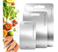 Lot de 3 Planches à Découper en Titane - 100% Titane Pur, Antibactérien & Compatible Lave-Vaisselle - Planche de Cuisine qui N'abîme pas les Couteaux - Alternative Hygiénique au Bois & Inox