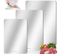 Lot de 3 planches à découper en titane en acier inoxydable - 34 x 23 cm - Planche à découper en titane antibactérien - Planche à découper en titane double face - Pour viande, légumes, fruits