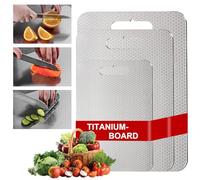 Lot de 3 planches de cuisine en titane 100% - Nouvelle version 2025, anti-rayures, double face, sans BPA - Choix hygiénique et durable pour la cuisine moderne