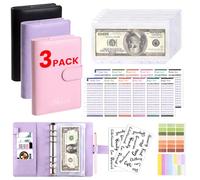 Lot de 3 planificateurs budgétaires avec accessoires de classeur pour économiser de l'argent, livre d'épargne A6, classeur budgétaire complet pour le remplissage d'espèces, grand format en cuir