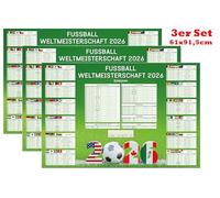Lot de 3 planificateurs muraux - Coupe du monde de football 2026 - Format XL 61 × 91,5 cm - Plan de jeu avec 48 équipes, 16 finale - Poster Coupe du monde de football Poster Calendrier de jeu