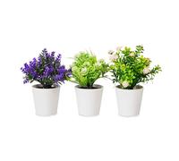 Lot de 3 Plantes artificielles d'intérieur avec Pots Modernes en polypropylène - Petites Plantes décoratives pour Bureau, Appartement et ameublement Design