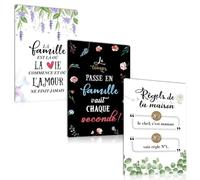 Lot de 3 Plaque Metal Vintage avec Citation - La Famille C'est Là Où La Vie Commence - Panneau Pancarte Poster Affiche Decoration Murale Pour la Maison Cuisine Salon Chambre 20x30cm