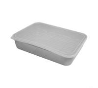 Lot de 3 plaques de cuisson et grille de refroidissement en acier inoxydable avec couvercle, finition miroir, pour cuisson, griller, viande, légumes (23 x 17 x 5 cm)