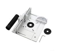 Lot de 3 plaques d'insertion de table de toupie en aluminium pour machine à tailler le bois électrique avec distances de trous de vis de 85 x 85 mm et 70 x 60 mm, lot de 3 pièces avec règle poussoir