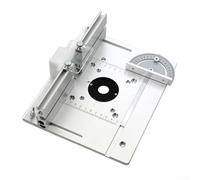 Lot de 3 plaques d'insertion de table de toupie en aluminium pour machine à tailler le bois électrique, distance des trous de vis 85 x 85 mm et 60 x 70 mm, lot de 3 pièces avec règle poussoir