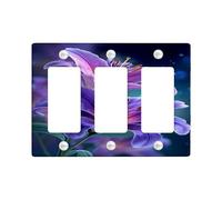 Lot de 3 plaques murales en thermoplastique pour interrupteur Motif floral élégant pour décoration printanière Violet Lily