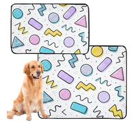 Lot de 3 plateaux à pipi pour chien et chat d'intérieur - Tapis antidérapant pour le sol - 50,8 x 61 cm - Style Memphis - Papier peint pailleté