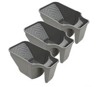 Lot de 3 plateaux de peinture ergonomiques avec parois hautes qui roulent facilement, pinceau à rouleau, bac à peinture en plastique (gris)