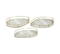 Atmosphera Créateur d'intérieur - Lot de 3 plateaux de présentation Lily 30 cm doré