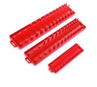 Lot de 3 plateaux de rangement de douilles de 6,35 mm avec support de manchon en plastique et marqueurs de taille transparents pour douilles métriques et SAE - Matériau en résine ABS, huile et graisse