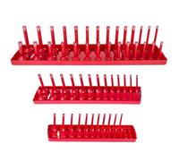 Lot de 3 plateaux de rangement de douilles en plastique SAE pour boîte à outils Rouge