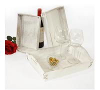 Lot de 3 plateaux de service HWC-C50 blanc shabby