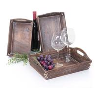 Lot De 3 Plateaux De Service Hwc-C50 Brun Shabby Marron