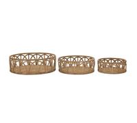 Lot de 3 Plateaux Décoratifs en Rotin ""Fuji"" 50cm Naturel