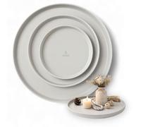 Lot de 3 plateaux décoratifs ronds (25 cm, 30 cm, 40 cm), plateau décoratif pour couronne de l'Avent, plateau à bougies et décoration toute l'année, élégant plateau rond, motif grège, fabriqué en